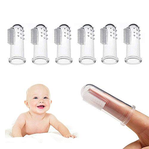 INCHANT 6 Pcs Safe Convenient Soft Silicone Baby Safety Finger Toothbrush Gum Brush for Mum to Help Their Newborn Clean The Teeth and Gums, Kids Love Them