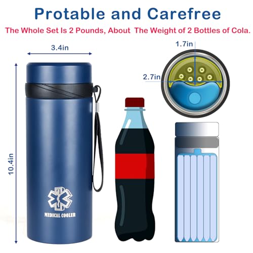 Prnaiev Hielera para Insulina - Estuche para Insulina de Viaje con Porta Insulina para Viaje, Mantiene Frío 60 Horas, Capacidad para 4-7 Plumas de Insulina,900ml, Azul