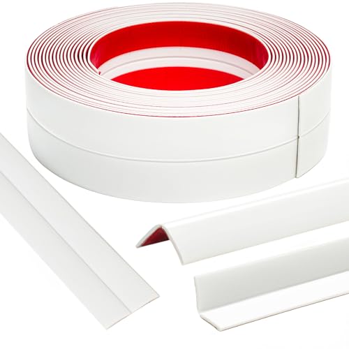 JSIWOTH 9.2 M PVC Flexible Self-Adhesive Angle Moulding 90–180°, Corner Protector for Interior and Exterior Wall, Decorative Profile for Wall and Ceiling (White, W:60 MM)
