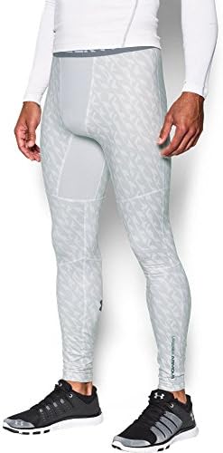 Under Armour Men's ColdGear Armour Printed Compression Leggings, White/Graphite, Large