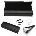 Glasses Case Set with Microfiber Spectacles Cleaner Soft Brush Cleaning Tool and Silicone Anti-slip Holder