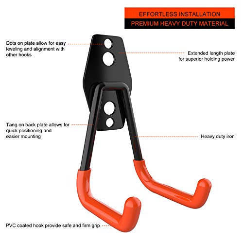 Heavy Duty Garage Storage Utility Hooks for Ladders ,NOUVCOO Wall Mount Tool Holder Different Size Double U Hook