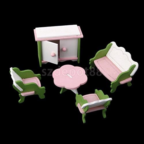 Wooden Doll House Living Room Sofa Table Furniture Kid Role Pretend Play Toy