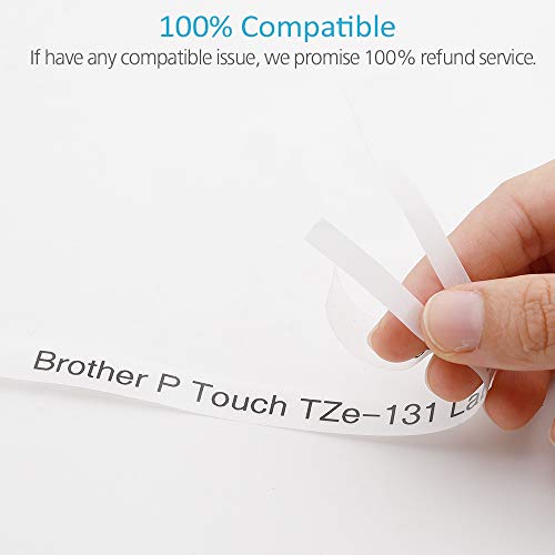 P-Touch TZE-131 3 Pack Tape 1/2" (0.47") Black on Clear Compatible Brother Standard Laminated Label Cassette 12mmx26.2 Feet for P Touch Labeler PTD210 PTH110 PTD600 PTD400 PTD400AD PTD600VP Cube