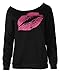 LANOU Women Sexy Off The Shoulder Printed Oversized Sweater Sweatshirt,Black +Rose Red Lip,Medium
