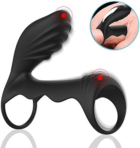Adjustable Vibration Ring Rechargeable Play Ring, Super Elastic Safety Silicone, Silent Waterproof Men's Vibration Silicone Ring to Delay Ring Silicone Massage Ring Increase Combat Power,Black