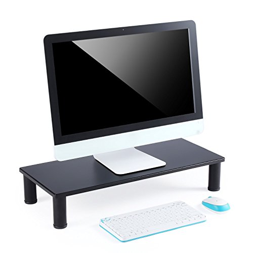Rfiver Height Adjustable Monitor Stand Riser, Wood Desktop Stand for
Home or Office, Black, 1 Shelf