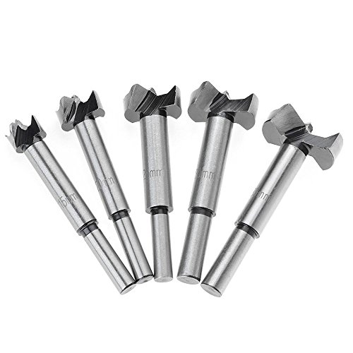 Dayree 5pcs Forstner Drill Bits 15mm-35mm High-Speed Steel Woodworking Hole Bits Reaming Hinge with Round Shank for Wood Plastic Particle Board and Other Cork - Thumbnail 6