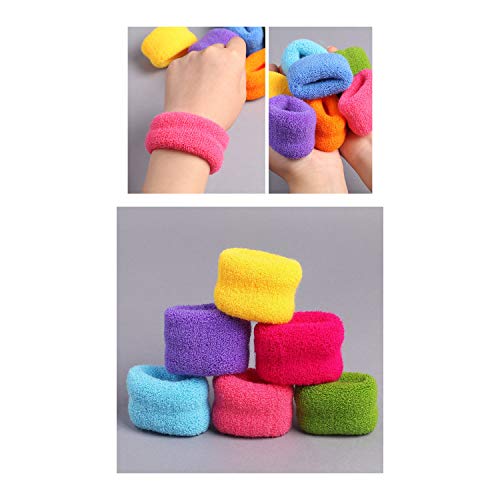 12 Pack Terry Cloth Cotton Elastic Stretchy Fuzzy Wide Thick Hair Ties Scrunchies Bobbie Ties Ring Loop No Crease Seamless Hair Rubber Band Ponytail Holder Hair Accessories for Women Girl