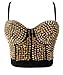 Ecilu Women's Striking Burlesque Studded Rivet Dance B Cup Bustier Sport Bra