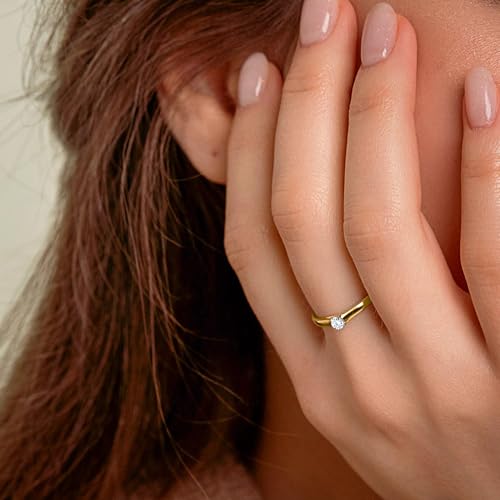 EDELIND 18k Gold Ladies Engagement Ring - 0.05-1 Ct GIA Certified Real Diamond 750 Yellow Gold - With Gift Box - Love Symbol