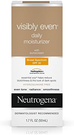 Neutrogena Visibly Even Daily Facial Moisturizer With Broad Spectrum Spf 30 Sunscreen, Essential Soy For Skin Discoloration, Dark Spots, And Even Skin Tone, Hypoallergenic, 1.7 Fl. Oz