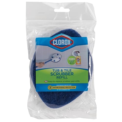 Clorox Extendable Tub & Tile Scrubber Refill, Diamond-Shaped Head Replacement Scrubber Pad,