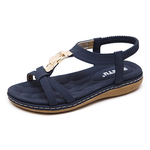 Hee Grand Women Open Toe Flats Wide Width Shoes Lightweight