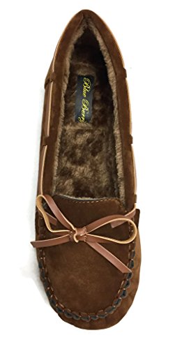 Women' Faux Soft Suede Fur Lined Moccasin Loafer Slippers (Mocassin-21) Chestnut, 6.5