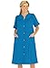 AmeriMark Women Calf-Length Snap Front Duster Bathrobe – Plush Loose-Fitting Housecoat Full Coverage Bath Robe Patch Pockets