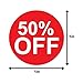 300 Labels - 50 Percent Off Sales Labels [1 inch, Circle Dot - Red Labels] Pricemarker Tags for Retail Stores, Garage & Yard Sales - Self-Adhesive Labels