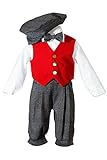 Toddlers Vintage Grey Weave Knickers Set with Holiday Red Velvet Vest