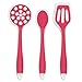 Silicone Cooking Utensils Starter Set, Set of 3, Red, Turner Spoon Spatula Plus Cooking Secrets Ebook