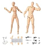 Action Figure Model,Tulas Human Mannequin male/female Set with Model Gun and Sword, Different Gestures,Special Display Base, Suitable for Sketching, Painting, Drawing, Artist, Cartoon Figures Action.