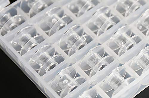 image for Tosnail 125 Pieces Clear Plastic Sewing Machine Bobbins with 5 Storage