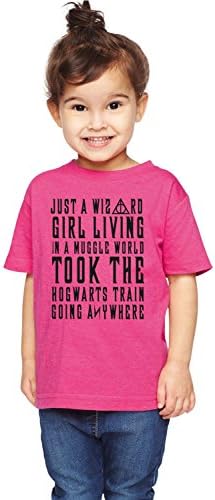 Brain Juice Tees Just A Muggle Girl Living In A Wizard World Unisex Toddler Shirt (5/6T, Vintage Hot Pink)