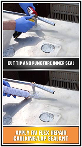 RV Flex Repair Self Leveling Caulking Lap Sealant | White | 4 - 10 oz Tubes of RV Caulk | RV Sealant and Exterior Caulking | For Rubber Roof | EPDM | RV Leveling | Camper Caulking | Camper Sealer - Thumbnail 3
