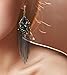 CNCbetter Women Fashion Charms Black Crystal Charms Long Dangle Tassel Screw Back Clip On Earring