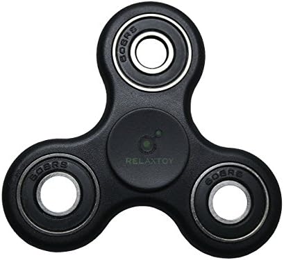 #1 Hand Spinner Fidget Toy Black [UPGRADED - Extra Quiet Bearing] Relieving ADHD, Ultra Durable EDC Focus Toy for Kids and Adults, Spin Time 2-4 Min Non-3D Printed