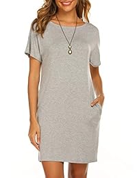 Vestido de playera de manga corta para dama, informal, con bolsillos