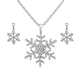 EVER FAITH® Silver-Tone Snowflake Necklace Earrings Set Austrian Crystal Clear Bridal
