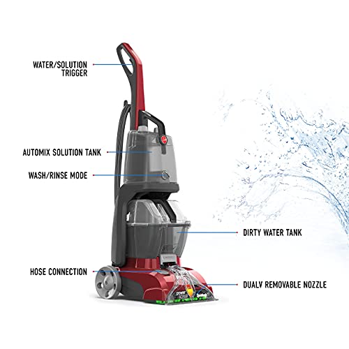Hoover, Red Power Scrub Deluxe Carpet Cleaner Machine, Upright