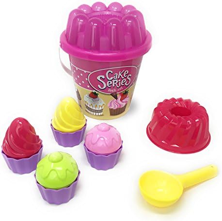 Clever Home Sand Bucket Set with Accessories for Kids - Boys and Girls (Pink Cupcakes)