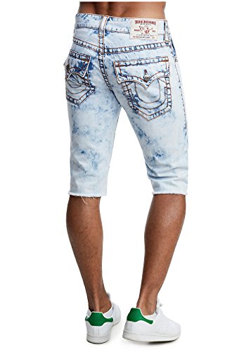 Men's Straight Leg Big T Denim Cut-Off Shorts w/Flaps in Rolling Waves
