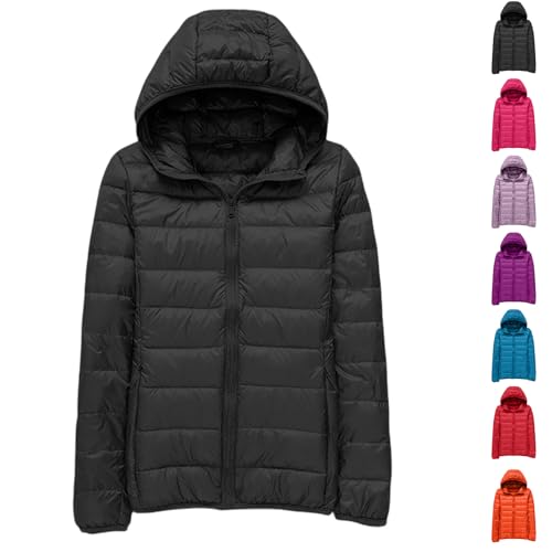 Nuaoxyeu puffer coat women Puffer Jackets Women Plus Size Quilted Outwear Solid Color Lightweight Down Coat Windproof Classic Parka Jacket Long Sleeve Casual hooded