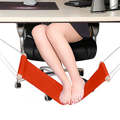 SMAGREHO Foot Hammock Portable Adjustable Office Under Desk Foot Sling, Orange - Thumbnail 7
