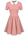 Women and Teenager Girls Short Sleeve Doll Collar Dress Peter Pan Dress (M, Pink)