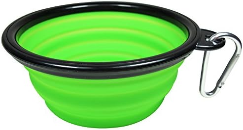 Douges Big Travel Pet Bowl, for Cats and Dogs, Silicon, Collapsible Bowl for Food and Water Feeding (Green)