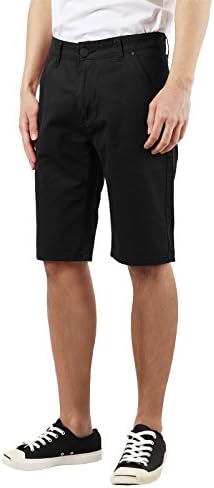 Slim J Men's Solid Casual Straight Midi Knee High Shorts BLACK 34