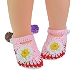 Outop Pink White Flower Baby Newborn Infant Girls Crochet Knit Socks Crib Casual Shoes Prewalker