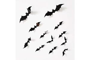 Bat Door Decorations 60 Quality PCS 3D Bats Halloween Decorations, 4Size Waterproof Spooky Bats Stickers for Home Decor Party