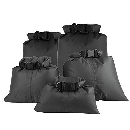 Sanmum Waterproof Dry Bags Lightweight Roll Top Dry Storage Sack 1.5L+2.5L+3L+3.5L+5L for The Beach, Boating, Kayaking, Swimming (Black)