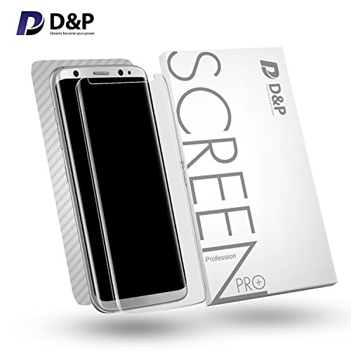 D&P [Case Fit][Ultra Clear] Front 3D High Transparency 9H Tempered Glass Screen Protector (HD Clear) with Back Carbon Fiber [Full] Film for Samsung Galaxy S8+ / Galaxy S8 Plus, Front+Back items