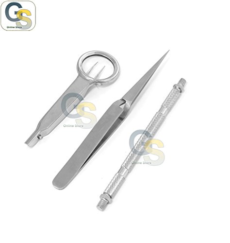 G.S 3 PIECES REMOVAL SPLINTER PROBE EYE MAGNET LOOP EYE INSTRUMENTS by G.S SURGICAL