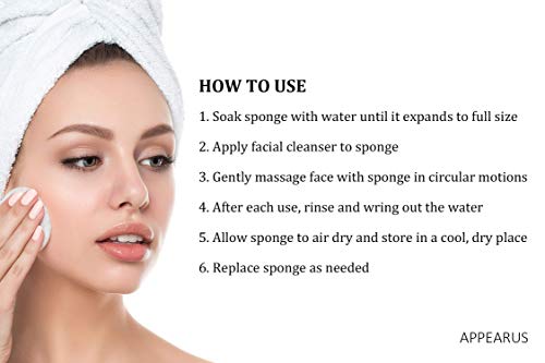image for Face Sponge - APPEARUS Compressed Natural Cellulose Facial Sponges | M