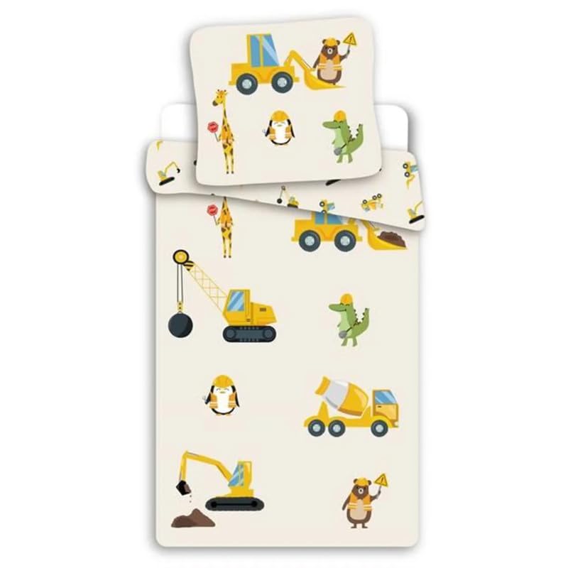 Brandmac Cotton Construction Bedding Set, 100 x 135 cm Duvet Cover & 40 x 60 cm Pillowcase (2-Piece, Beige, Lit Junior, Zipper)