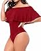 Dasbayla Ruffles Bodysuit Off Shoulder Leotard Tops For Women Plus Size Bathing Suit XL