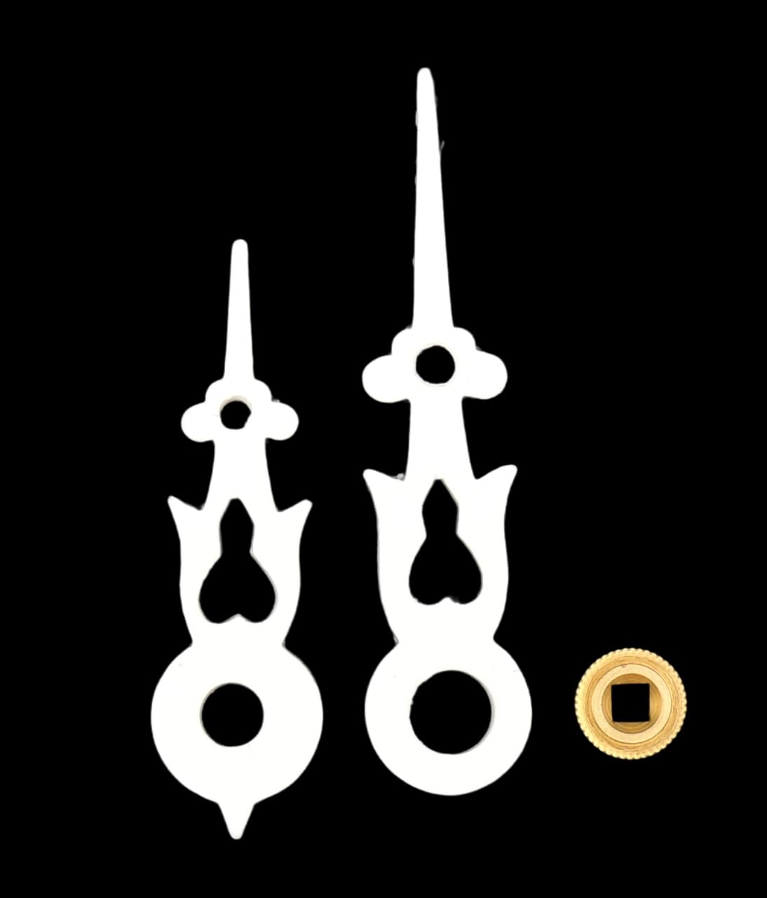KD89 White Plastic Hands for Cuckoo Clocks in Various Sizes Available - with Brass Central Nut (32/43)