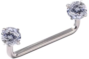 Niaspi 16G CZ Staple Barbell G23 Titanium Flat Surface Piercing Jewelry Internally Threaded Surface Piercing Barbell 12-20mm Body Piercing Jewelry