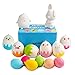 WATINC 16 Pcs DIY Easter Eggs Squishy Bunny Chicks Medium Soft White Squishy Cream Scented Slow Rising Stress Relief Kawaii Simulation Lovely Toys Key Chains Phone Straps Bonus Emoji Stickers